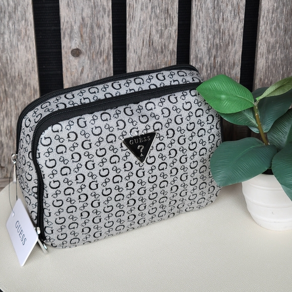 Guess Faux Leather Monogram Black and Gray Travel Bag - Picture 8 of 12